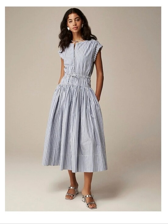 J. Crew Dresses & Skirts - J. Crew Blue & White Vertical Stripe Maxi Dress